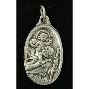 St Christopher Medal Pendant Charm I am Catholic Notify Priest English